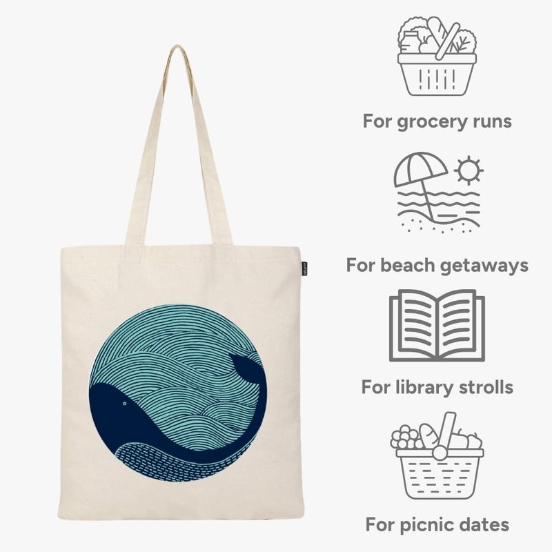 EcoRight Eco Right Canvas Reusable Cotton Tote Bag for Women, for School, Grocery, Shopping, Beach & Gifts for Womens - Image 3